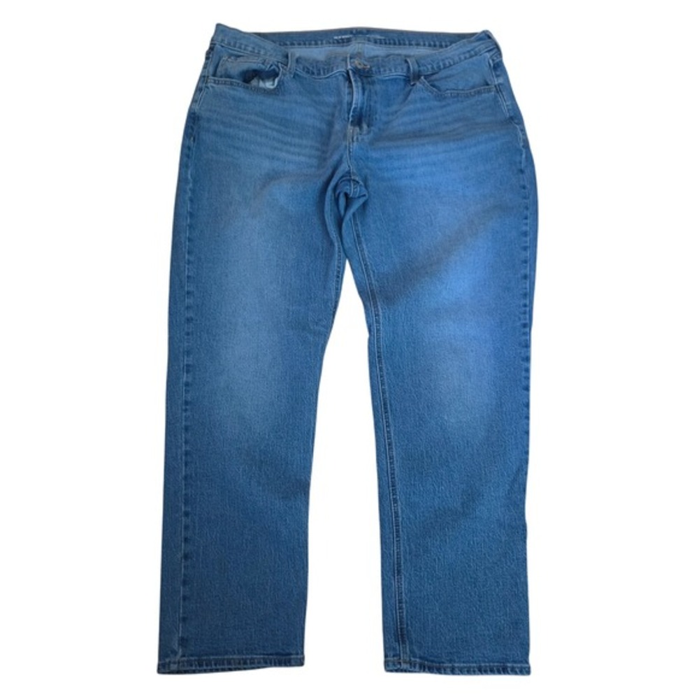 Old Navy Wow Boyfriend Jeans Womens 16 Mid Rise Medium Wash Blue Straight Leg